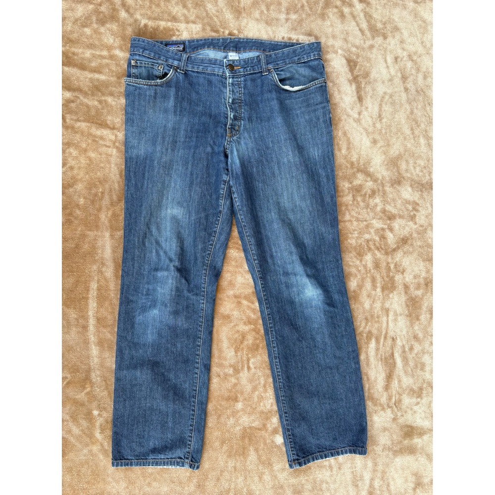 Patagonia Mens Organic Cotton Straight Leg Jeans Blue Medium Wash 38x31 Denim